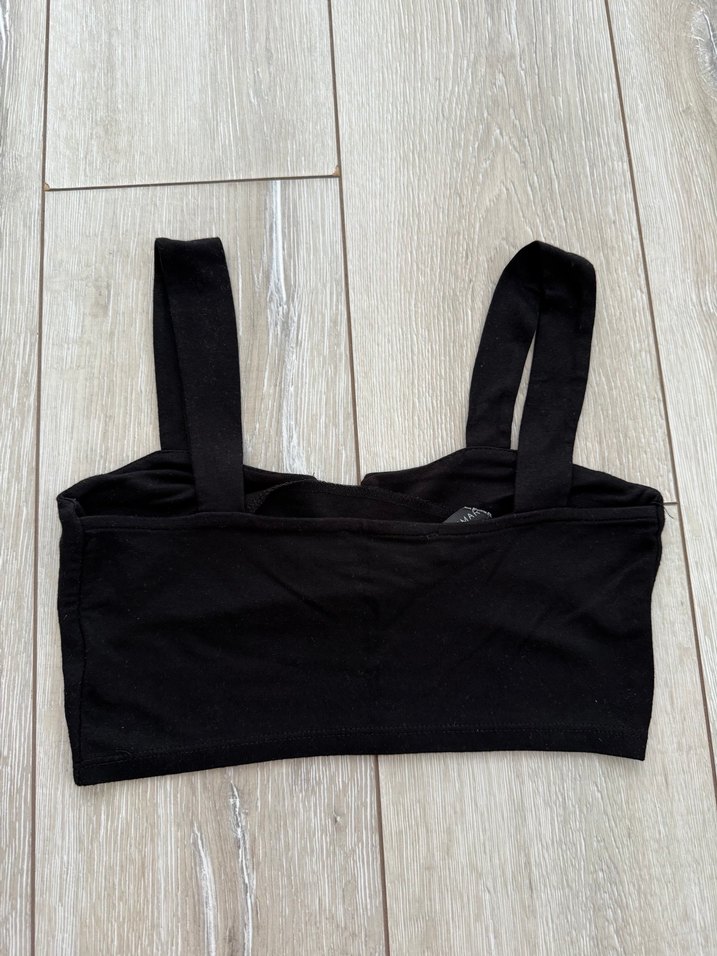 Siyah V Yaka Kısa siyah Büstiyer - Görsel 2