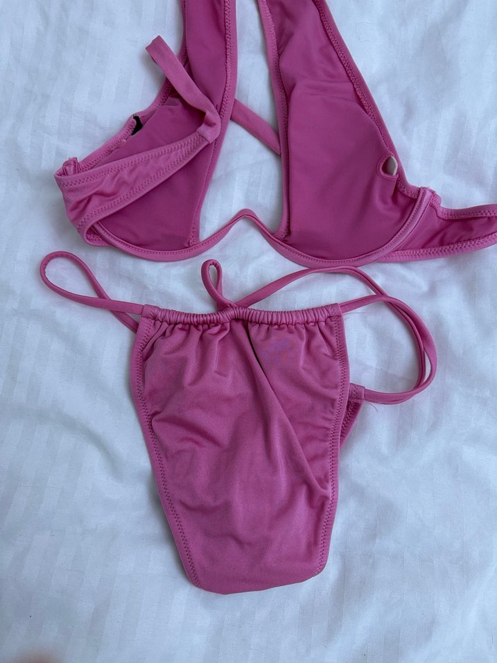 Pembe simli brazilian Bikini Takımı - Görsel 3