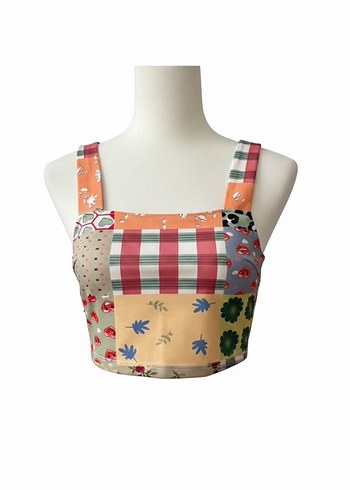 Pastel Renkli Düğmeli Midi Bustiyer - Görsel 2