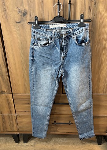 Gri Mavi Rahat Kesim Kadın Denim Pantolon
