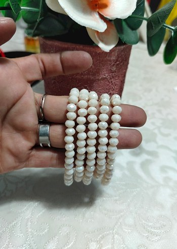 İnci Boncuklu Beyaz Kadın El Zinciri - Görsel 2