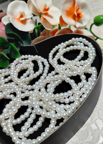 İnci Boncuklu Beyaz Kadın El Zinciri - Görsel 3