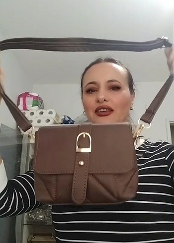 Kahverengi Tokalı Kadın Deri Çanta - Görsel 2