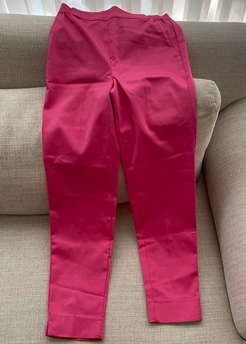 Kadın Parlak Pembe Midi Kumaş Pantolon - Görsel 4