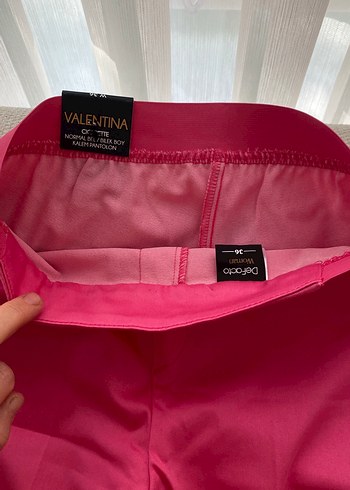 Kadın Parlak Pembe Midi Kumaş Pantolon - Görsel 2