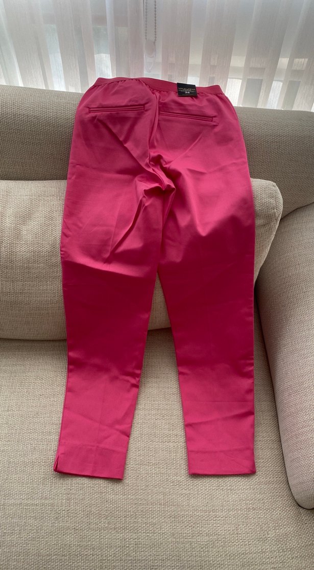 Kadın Parlak Pembe Midi Kumaş Pantolon - Görsel 3