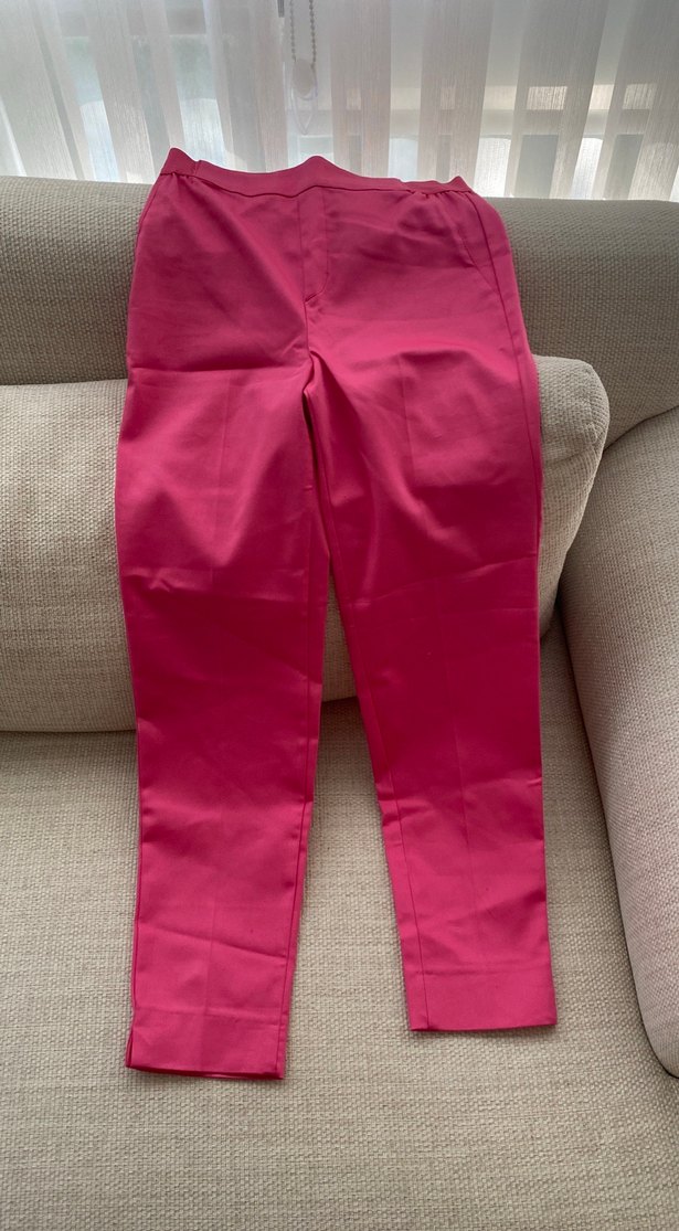 Kadın Parlak Pembe Midi Kumaş Pantolon - Görsel 4