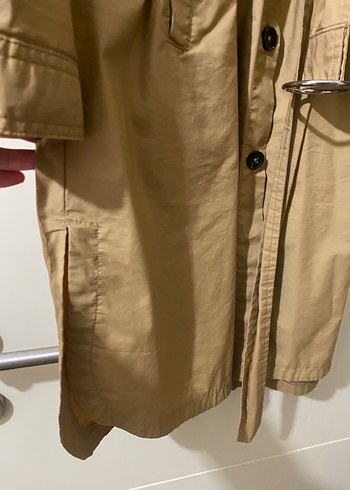 Bej Kemerli Uzun Kadın Trençkot - Görsel 5