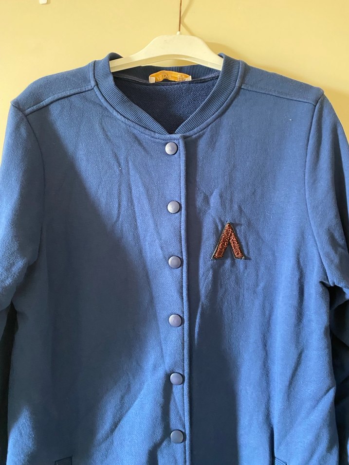 Düğmeli Uzun Mavi Hırka - Görsel 2