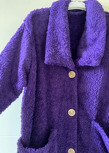 Mor Düğmeli Kadın Polar Ceket - Görsel 2