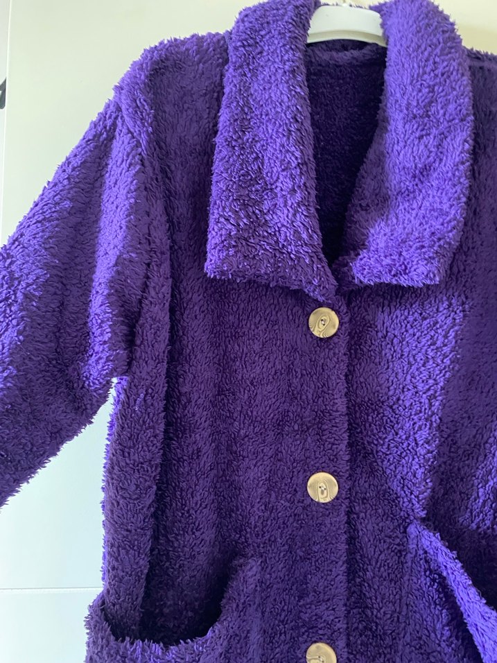 Mor Düğmeli Kadın Polar Ceket - Görsel 2
