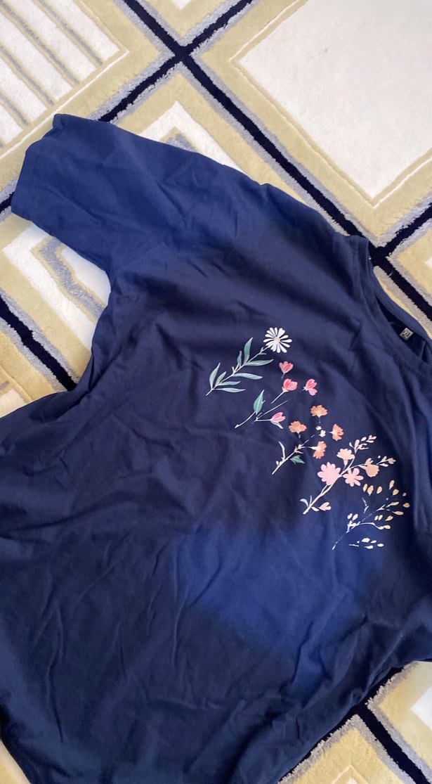 Mavi Baskılı Hamile Uzun Kollu Tişört - Görsel 2