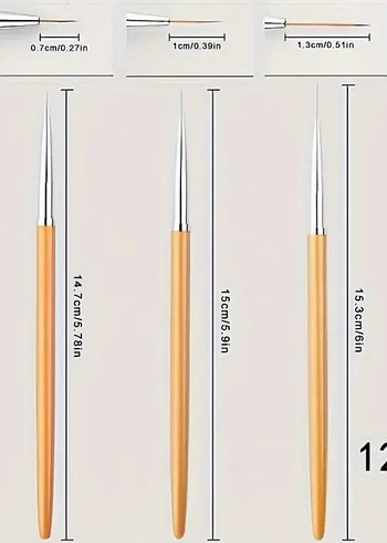 3'lü Set Profesyonel Ultra İnce Sanat & Detay Fırçası - Görsel 2