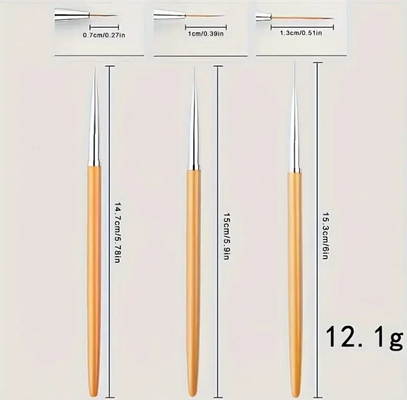 3'lü Set Profesyonel Ultra İnce Sanat & Detay Fırçası - Görsel 2