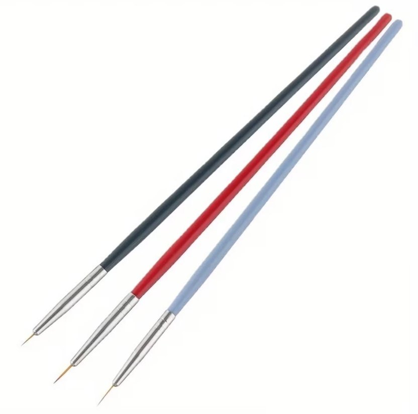 3 Renkli Ahşap Saplı Naylon Kıllı Detay Fırçası - Görsel 2