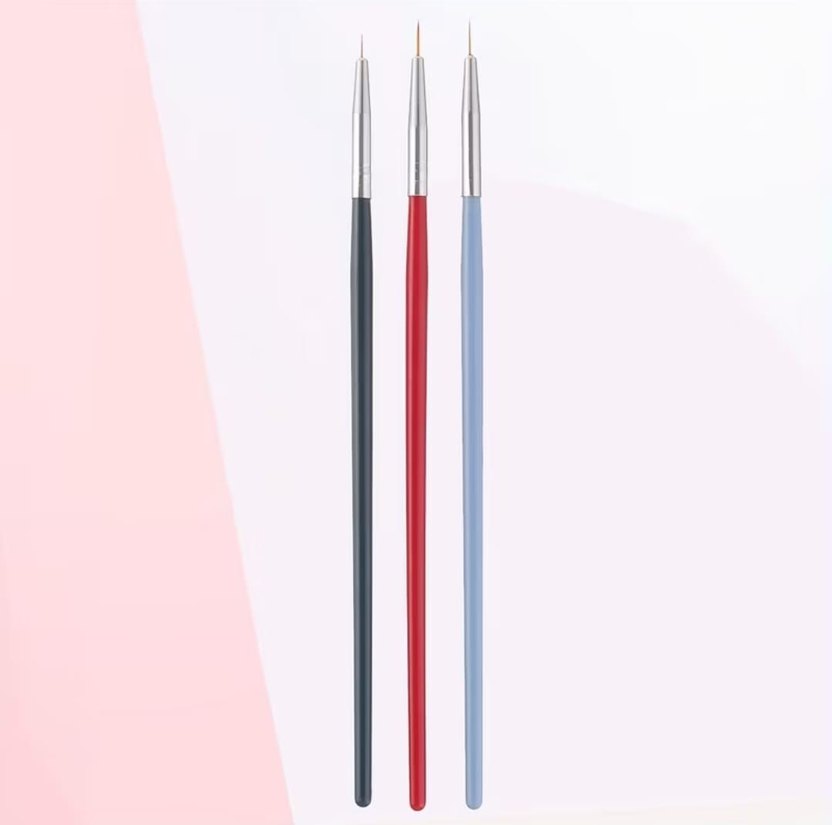 3 Renkli Ahşap Saplı Naylon Kıllı Detay Fırçası - Görsel 3