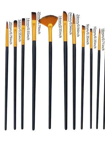 12 Parça Profesyonel Sanatçı Fırça Seti - Görsel 4