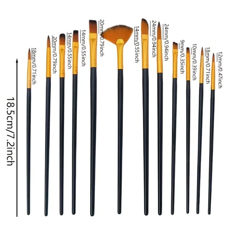 12 Parça Profesyonel Sanatçı Fırça Seti - Görsel 4