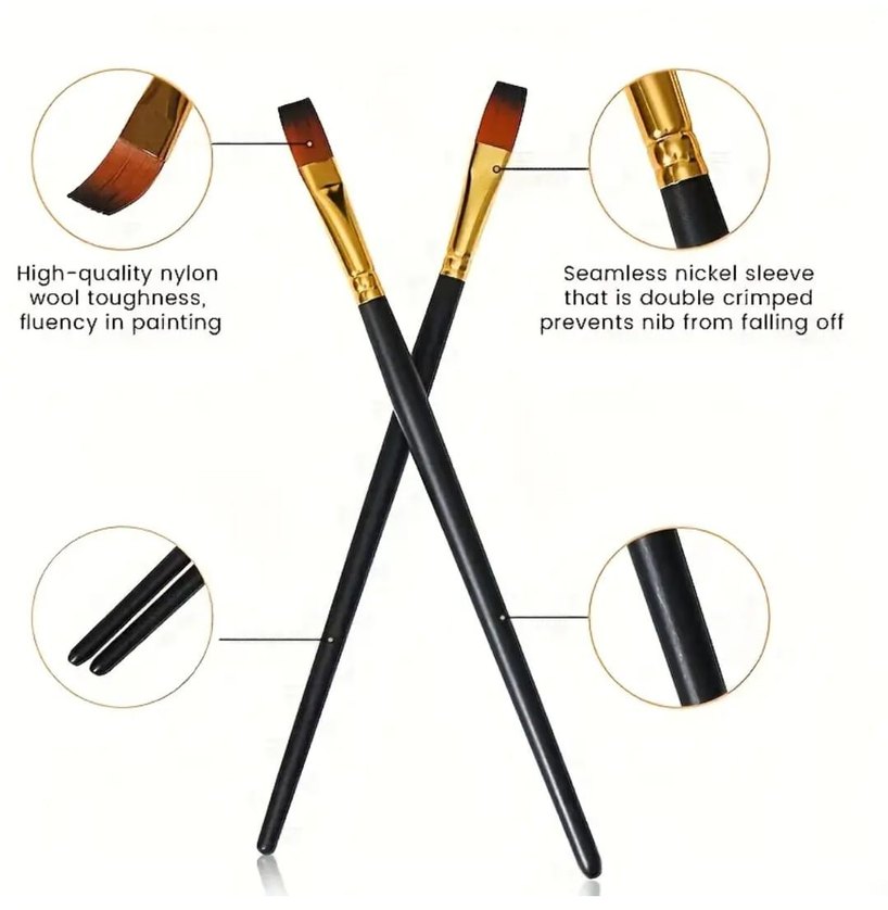 12 Parça Profesyonel Sanatçı Fırça Seti - Görsel 3