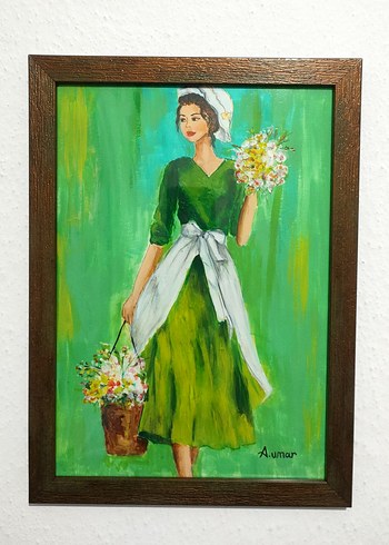 "Çiçekçi Kız" 20*30 Küab Çerçeveli - Görsel 3