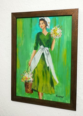 "Çiçekçi Kız" 20*30 Küab Çerçeveli - Görsel 4