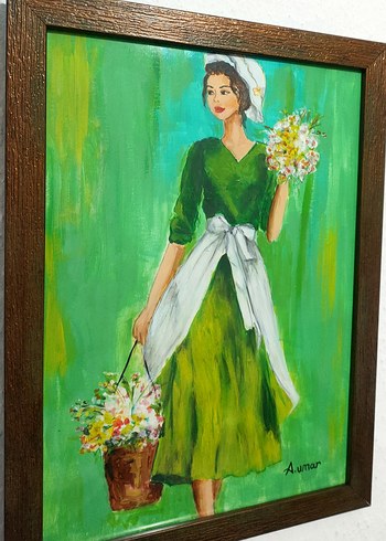 "Çiçekçi Kız" 20*30 Küab Çerçeveli - Görsel 2