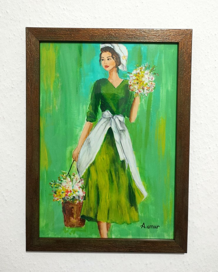 "Çiçekçi Kız" 20*30 Küab Çerçeveli - Görsel 3