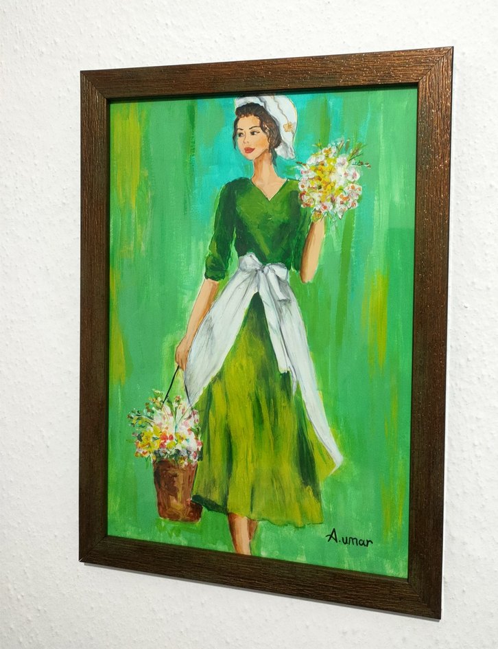 "Çiçekçi Kız" 20*30 Küab Çerçeveli - Görsel 4