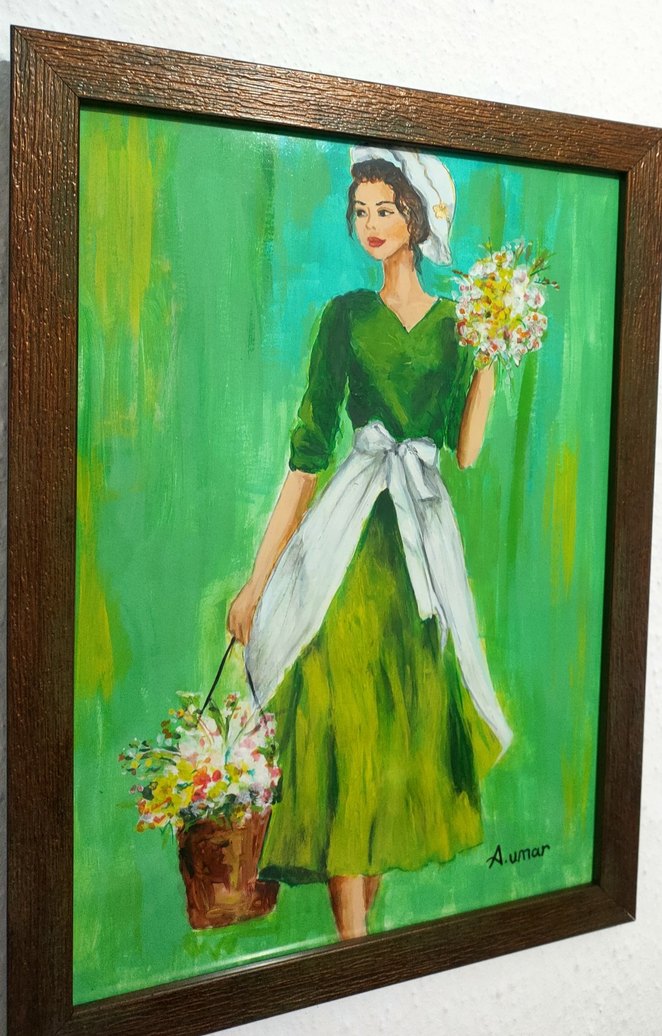 "Çiçekçi Kız" 20*30 Küab Çerçeveli - Görsel 2