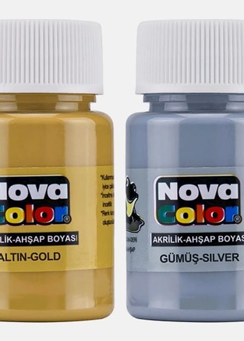 Nova Color Altın ve Gümüş Akrilik Boya 30cc 2'li - Görsel 2