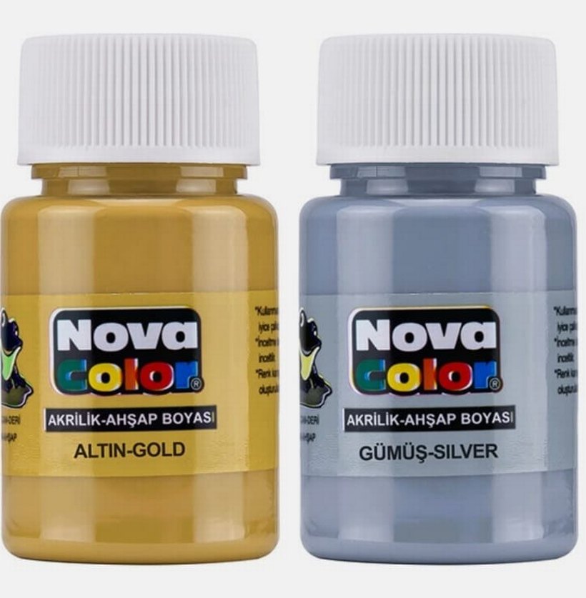 Nova Color Altın ve Gümüş Akrilik Boya 30cc 2'li - Görsel 2