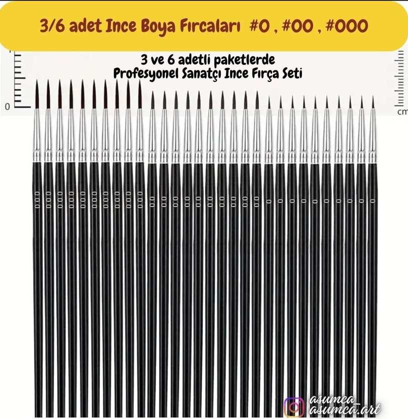 Profesyonel 3'lü İnce Sanatçı Fırça Seti - Görsel 4