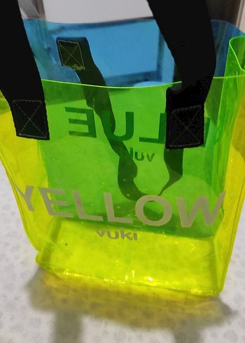 Sarı Lacivert Şeffaf Renkli Plaj Çantası - Görsel 2