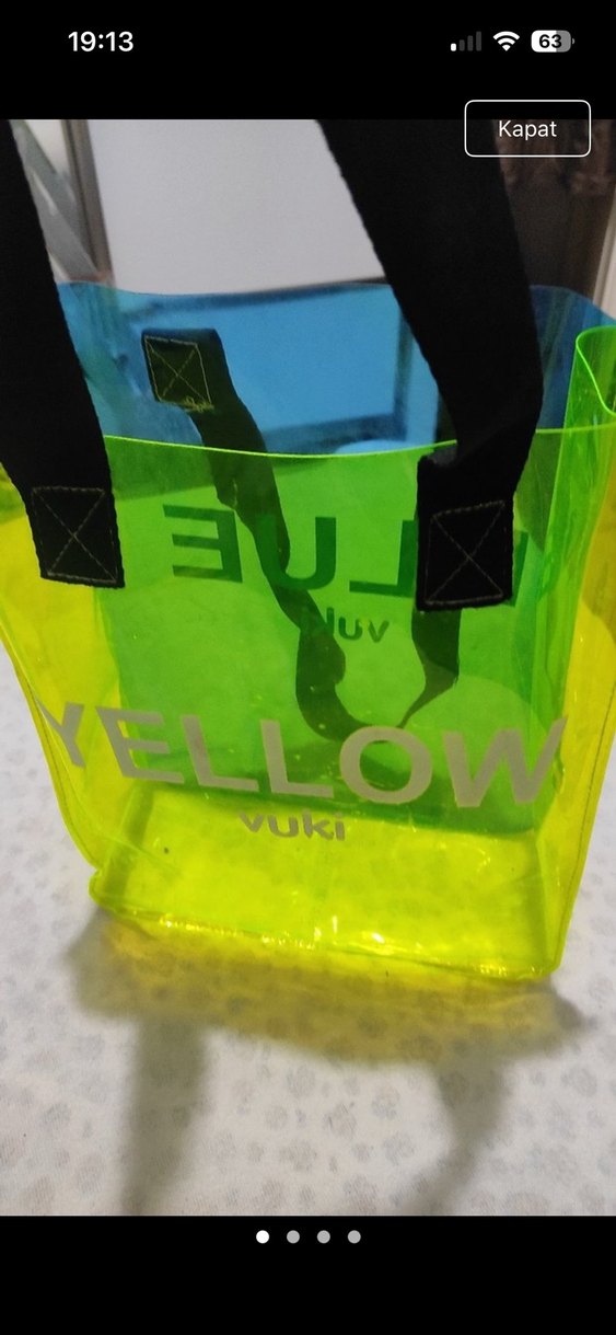 Sarı Lacivert Şeffaf Renkli Plaj Çantası - Görsel 2