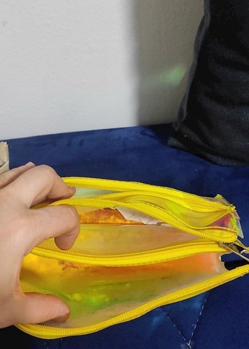 Sarı Transparan Renkli Makyaj Çantası - Görsel 4