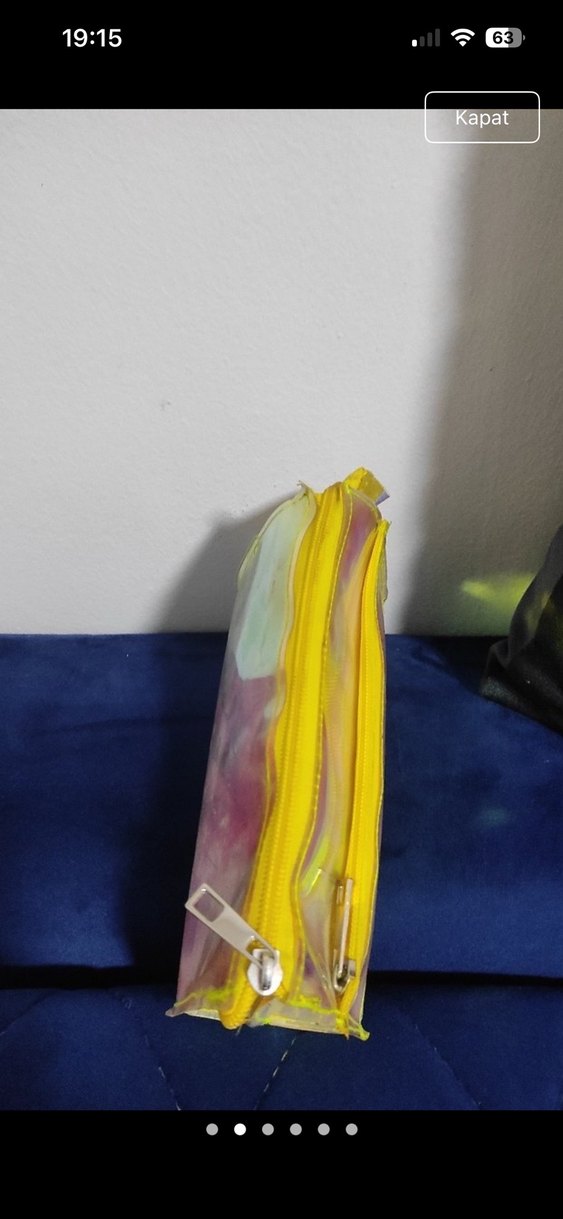 Sarı Transparan Renkli Makyaj Çantası - Görsel 2