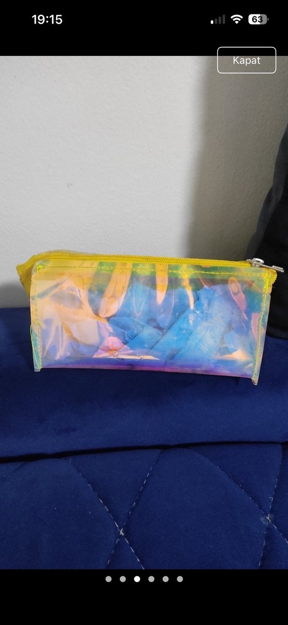 Sarı Transparan Renkli Makyaj Çantası - Görsel 3