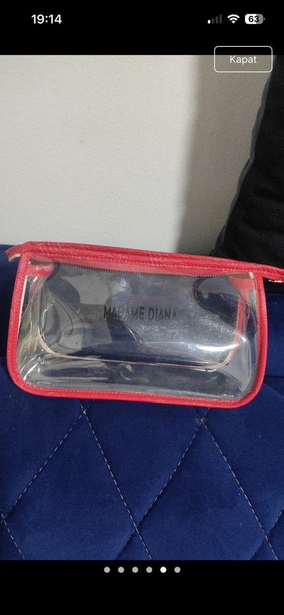 Kırmızı Fermuarlı Şeffaf Makyaj Çantası - Görsel 5