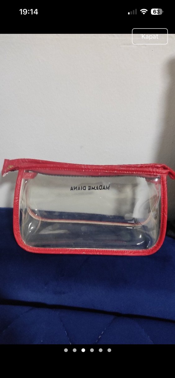 Kırmızı Fermuarlı Şeffaf Makyaj Çantası - Görsel 3