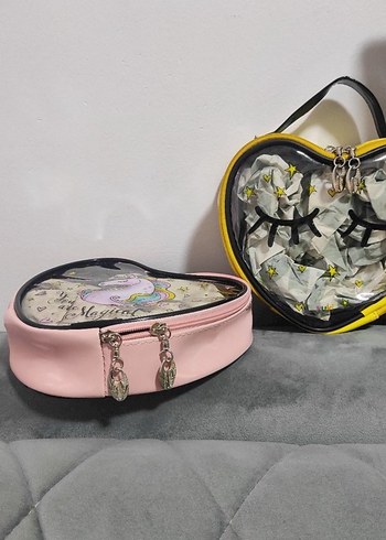 Renkli Kalp Şeklinde Kadın Makyaj Çantası - Görsel 2