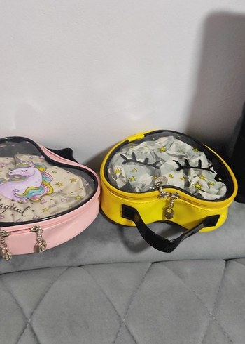 Renkli Kalp Şeklinde Kadın Makyaj Çantası - Görsel 3