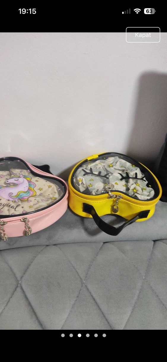 Renkli Kalp Şeklinde Kadın Makyaj Çantası - Görsel 3