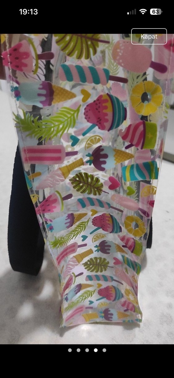 Renkli Desenli Fermuarlı Kadın Plaj Çantası - Görsel 4