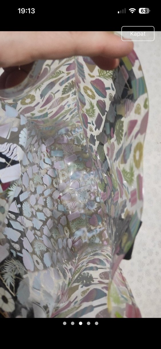 Renkli Desenli Fermuarlı Kadın Plaj Çantası - Görsel 3