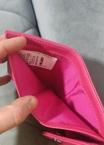 Düğmeli Pembe Deri Kadın Cüzdanı - Görsel 3