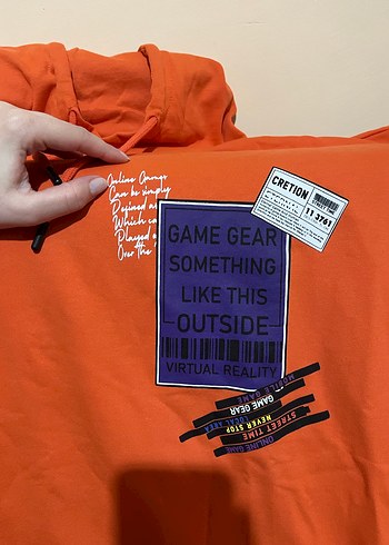 Kadın Turuncu Kapüşonlu Fermuarlı Sweatshirt - Görsel 2