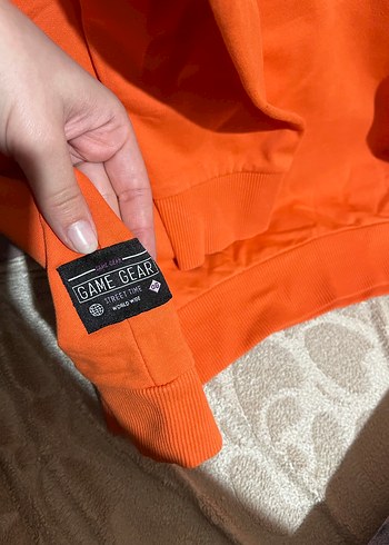 Kadın Turuncu Kapüşonlu Fermuarlı Sweatshirt - Görsel 5