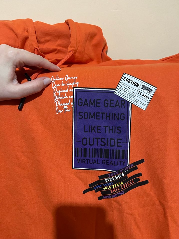 Kadın Turuncu Kapüşonlu Fermuarlı Sweatshirt - Görsel 2