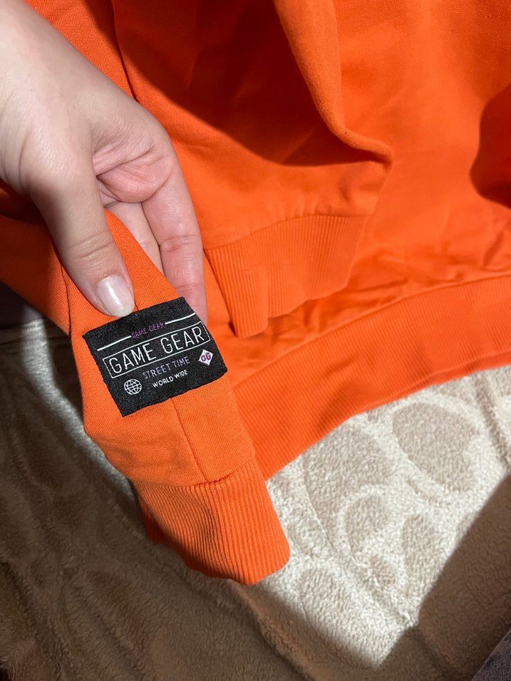 Kadın Turuncu Kapüşonlu Fermuarlı Sweatshirt - Görsel 5