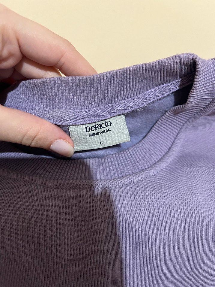 Mor Kadın Sweatshirt, Yuvarlak Yaka, Rahat Kesim - Görsel 2